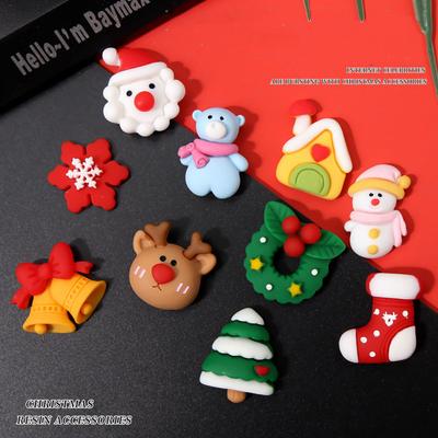 Christmas Nail Charms Resin Santa Elk Socks Snowflake Xmas Tree Nail Art Decor