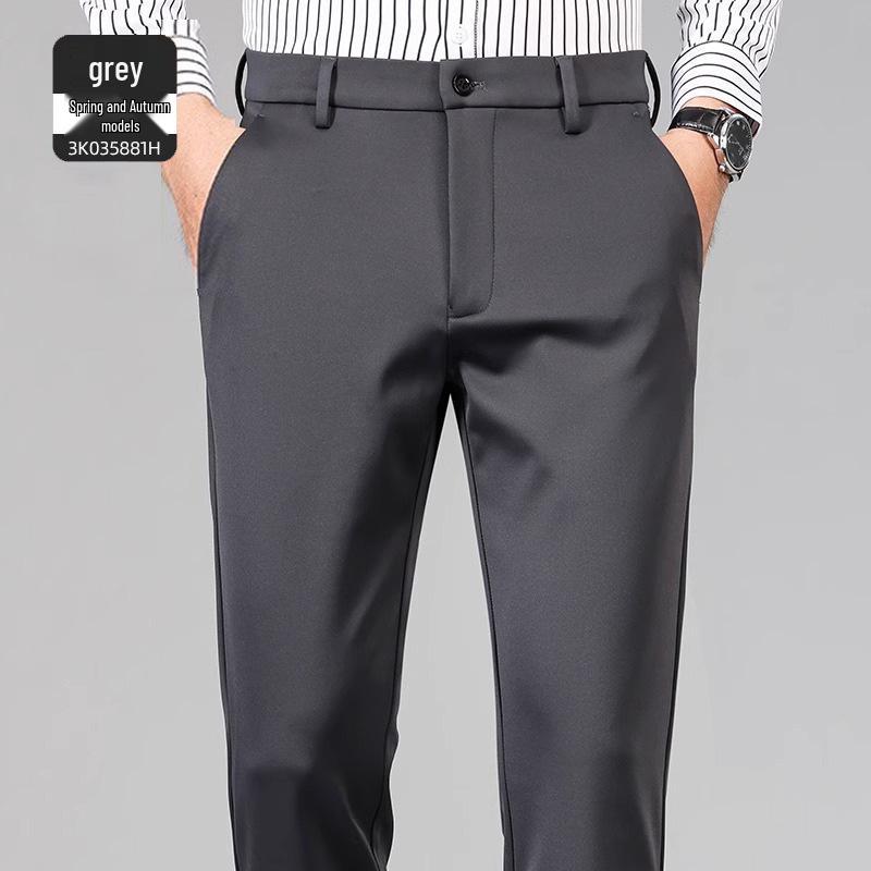 Pánské nemačkavé strečové společenské kalhoty slim fit z ledového hedvábí