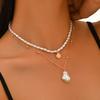 Ins Baroque Irregular Pearl Clavicle Chain, Multi Layer Stackable Shell Choker Necklace