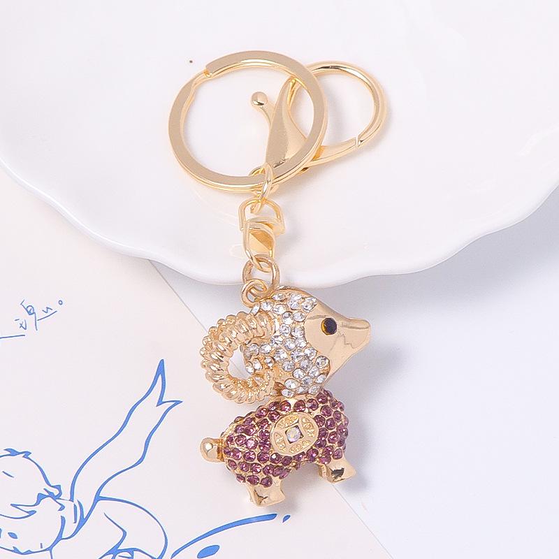Colorful Rhinestone 3D Tiger Keychain and Metal Backpack Accessory