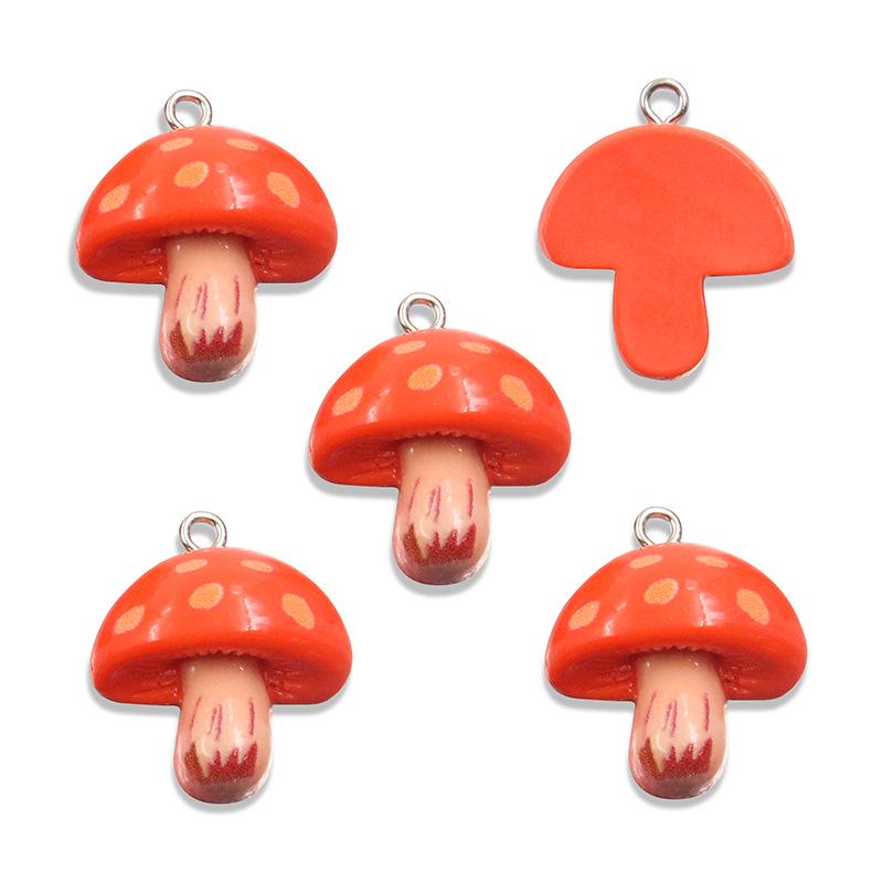 

Cartoon Cute Food Toy: Small Mushroom Resin Necklace, Keychain & Phone Pendant 1 piece