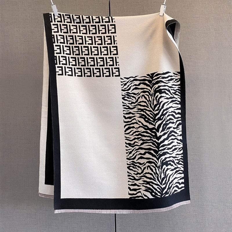 Autumn and Winter New Leopard Print Zebra Pattern Splicing Jacquard Scarf Women's Thickened Warm Neck Protection Scarf Shawl Outer Cover