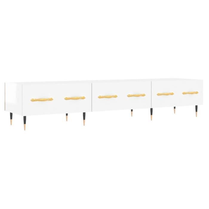 VidaXL Meuble TV blanc brillant 150x36x30 cm bois d'ingénierie 829134