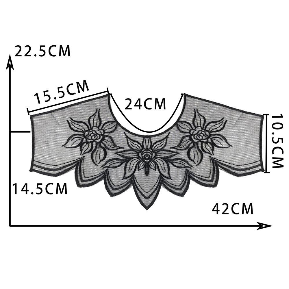 Black Embroidered Mesh Organza Front Collar Collar Sewing Lace Diy Decorative Dress Wedding Dress Accessories