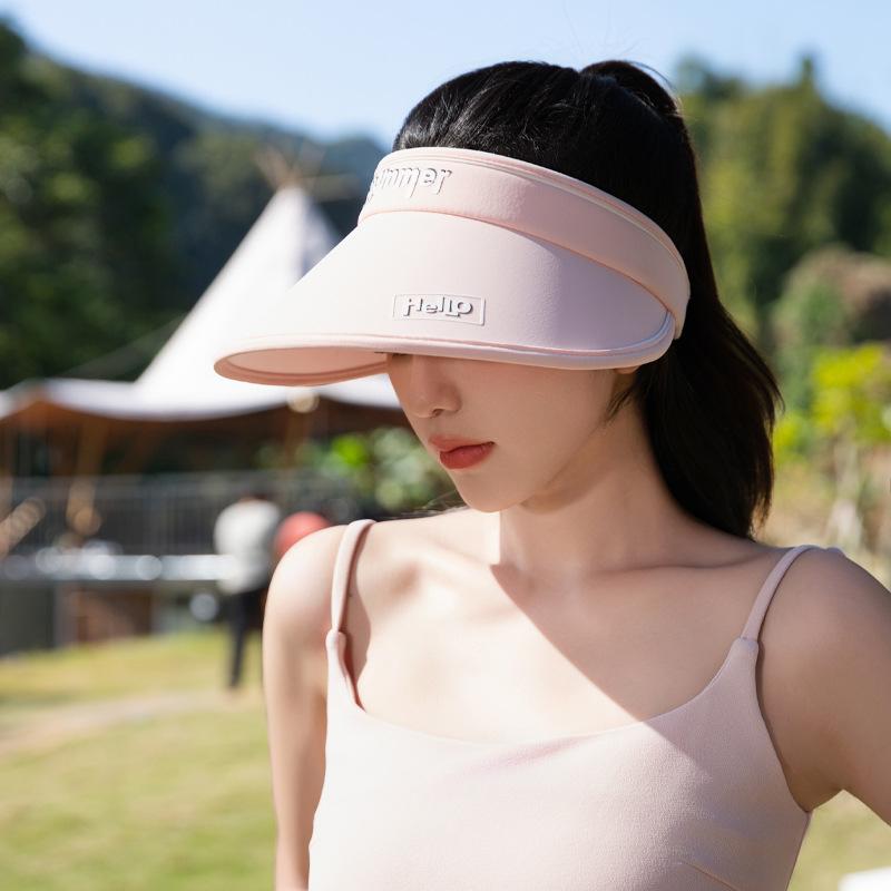 Hat Women's new summer cycling outdoor sports hat Alphabet smiley face Empty top sun hat Sunscreen sun hat