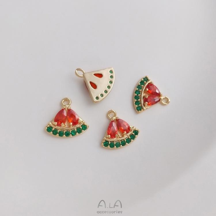 

Підвіска-шарм з цирконієм у формі фруктів з 14-каратного золота - Вишня, Ананас, Виноград, Манго