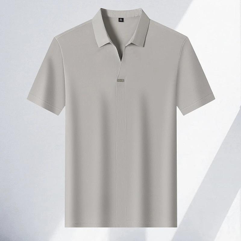 Men's Casual and Fashionable Solid Color Short Sleeved Polo Shirt Comfortable Versatile Summer T Shirt