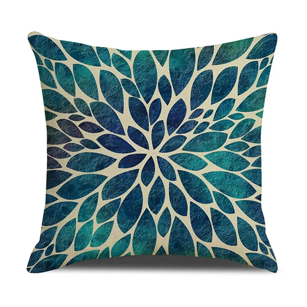 Green geometric mountain flower pattern linen pillowcase sofa cushion cover home decoration can be customized for you 40x40