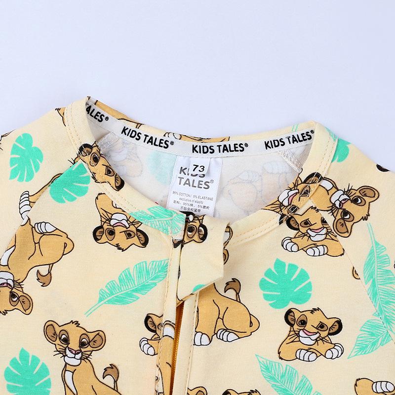 Kids Tales Lion Romper: Newborn Short Sleeve Double Zipper Jumpsuit