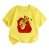 Kids Boys Girls 100% Cotton Short Sleeve O-neck T-shirt, Cute Lion Father and Son Cartoon Print Casual Soft Breathable Tops for Daily Summer Outdoor W