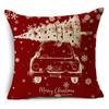 Veselé Vánoce povlečení na polštář 40/45/50 cm Santa sněhová vločka Elf sob Červený potah na polštář na pohovku