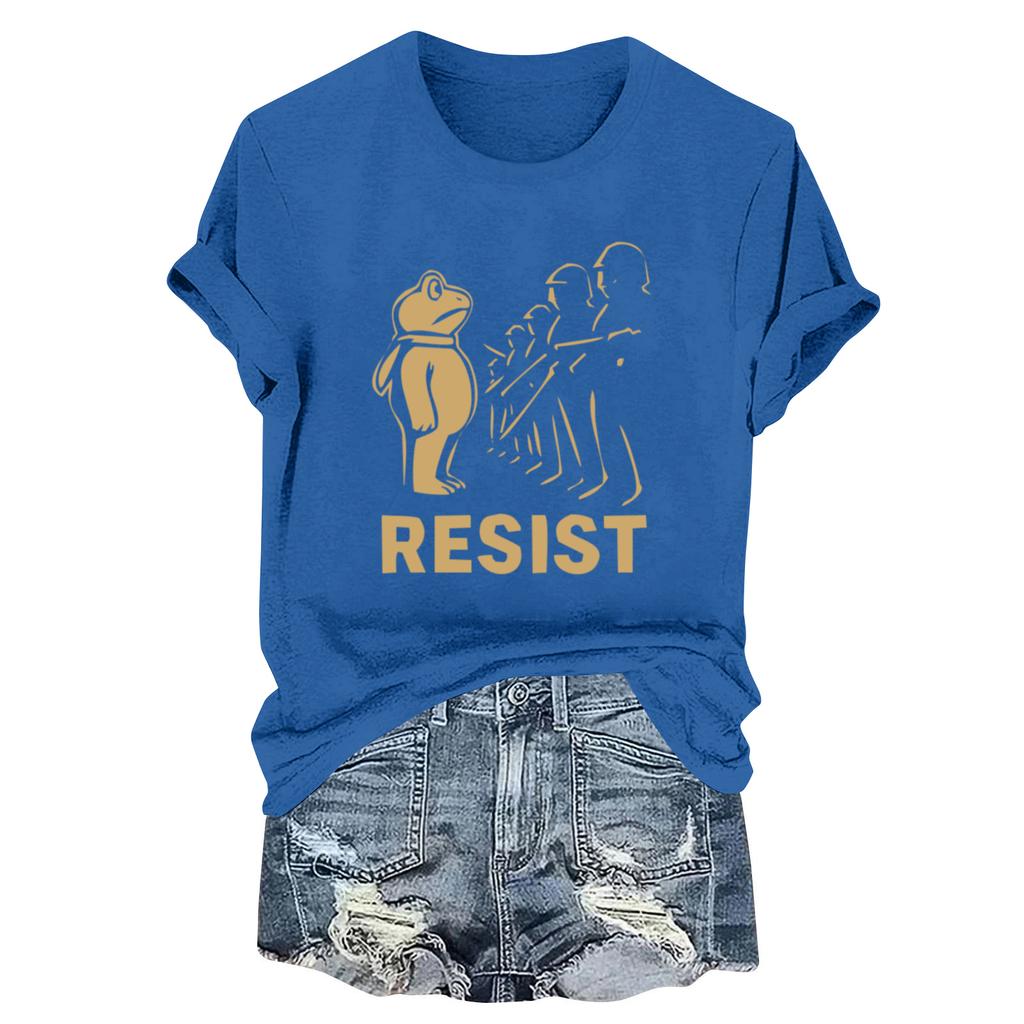 Women's Fashion Casual Printed Round Neck Short Sleeved Pullover T-Shirt Top