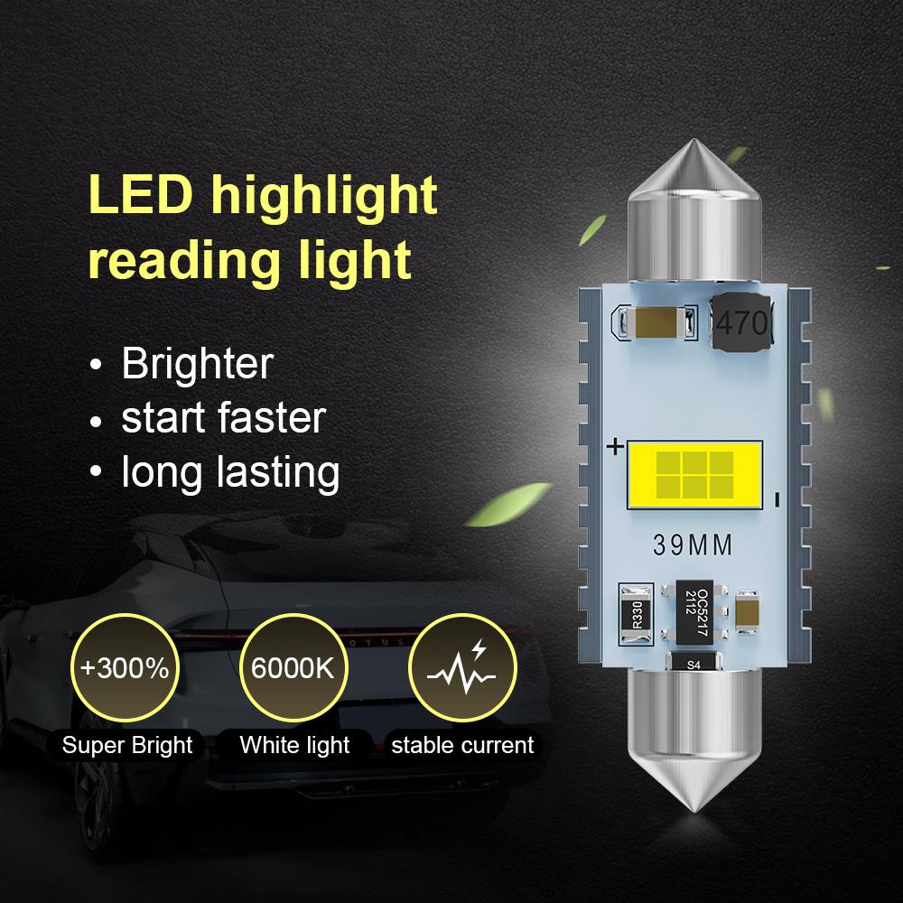 2pcs C10w C5w Festoon 31mm 36mm 39mm 42mm 3570 Super Bright Led Car Interior Reading Lamp LED Bulbs Dome Light White 12V 6000K
