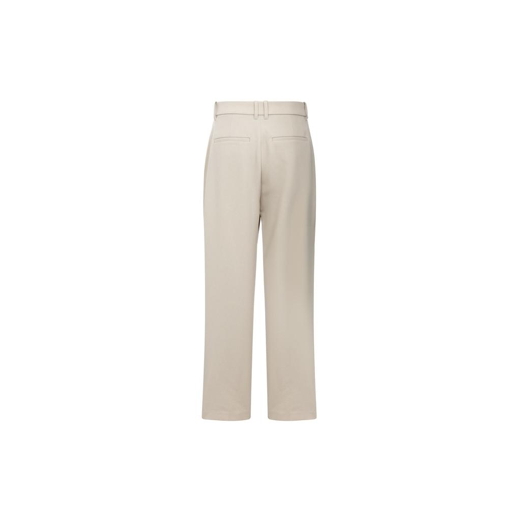 Uniqlo Solid Color Airy Pleated Straight Leg Suit Pants Women Pants Beige 469310-31
