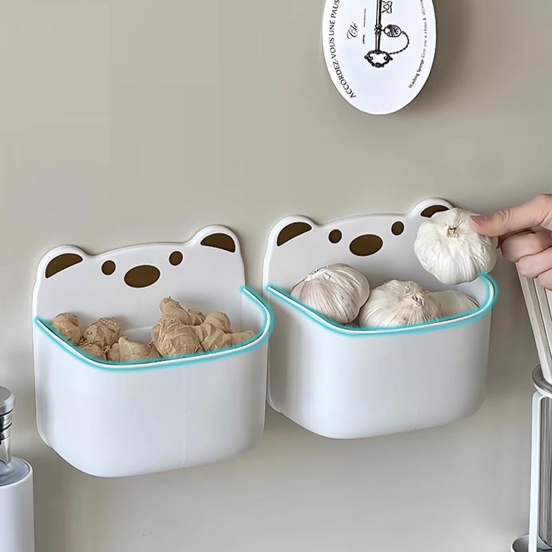 Nástěnný úložný box Kuchyňský koš na cibuli, zázvor, česnek Stojany na koření Koš na koření Koupelnový organizér