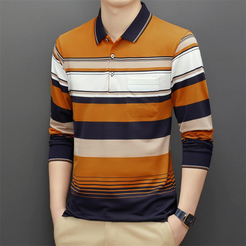 

Мужская весенне-осенняя футболка с длинными рукавами для среднего и пожилого возраста, хлопковая повседневная рубашка поло с воротником-поло, мужской топ для папы XXXL