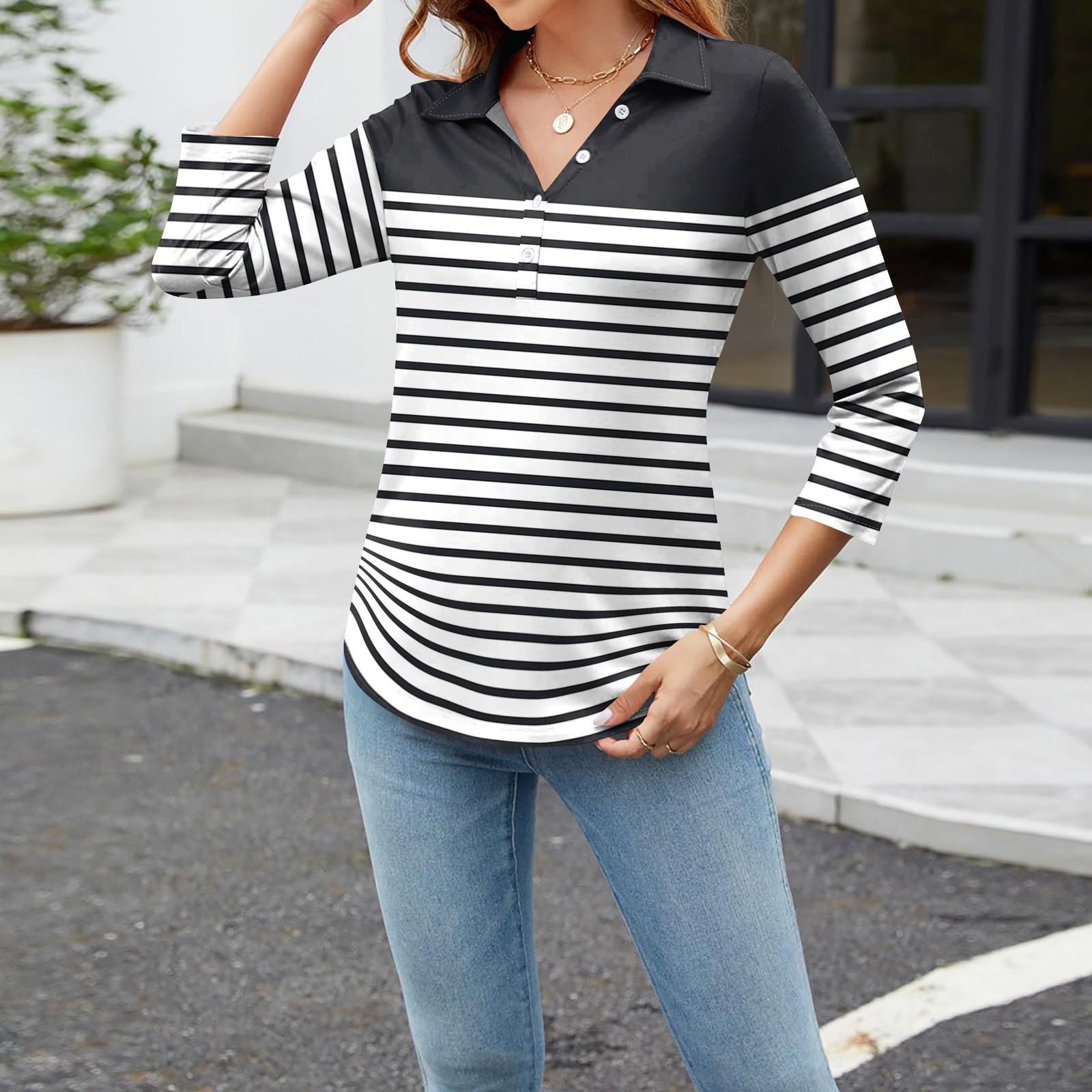 

Женская модная повседневная рубашка с отворотом и рукавом 3/4, женские топы на пуговицах S чёрный