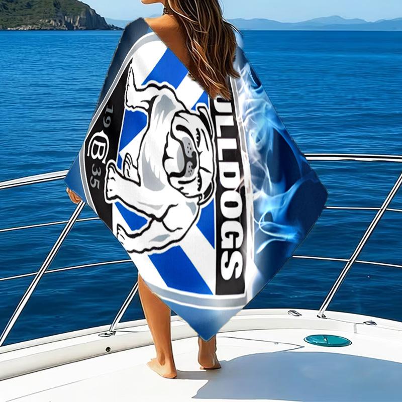 Bulldogs Team Crest Design Microfiber Beach Towel, Lightweight And Quick-Dry, for Summer Travel, Beach Essential, Swimming Pool Outdoor