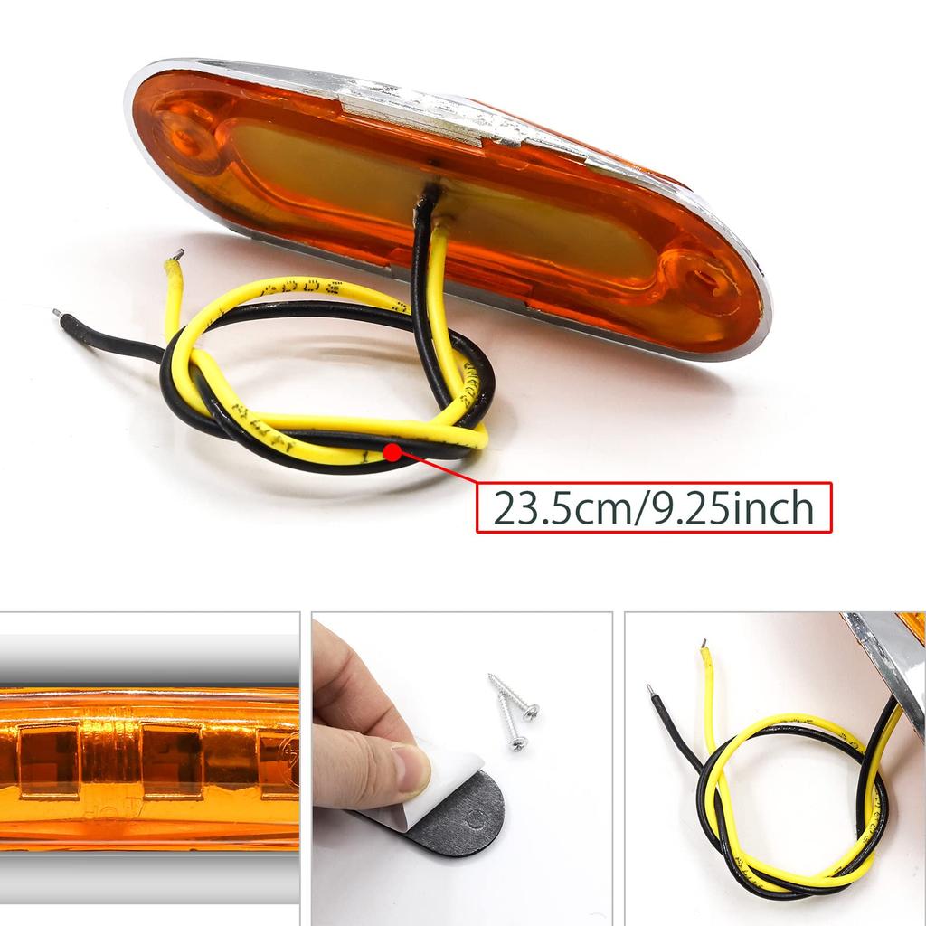 X-STYLE Side Marker Lamp 4 LED 12V 24V Yellow Width Light Rear Side Light Signal Light Truck Trailer Bus Boat General Purpose Mark Lamp Set of 10