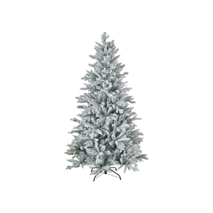 HOMCOM Weihnachtsbaum 180 Cm, Schneebedeckt, Flammhemmend, Metallfuß, Formbare Äste, Grün