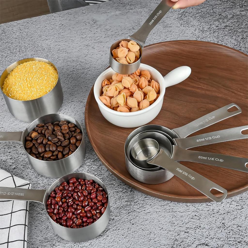 Smithcraft Measuring Cups and Spoons Set 18, Stainless Steel Measuring Cups and Spoons Set, 18/8(304) Steel Heavy Duty 8 Measuring Cups & 9 Measuring