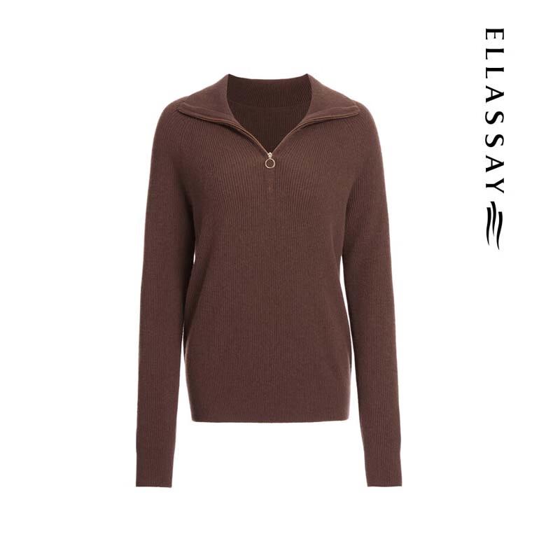 ELLASSAY Women's Elegant Retro Lapel Knit Sweater