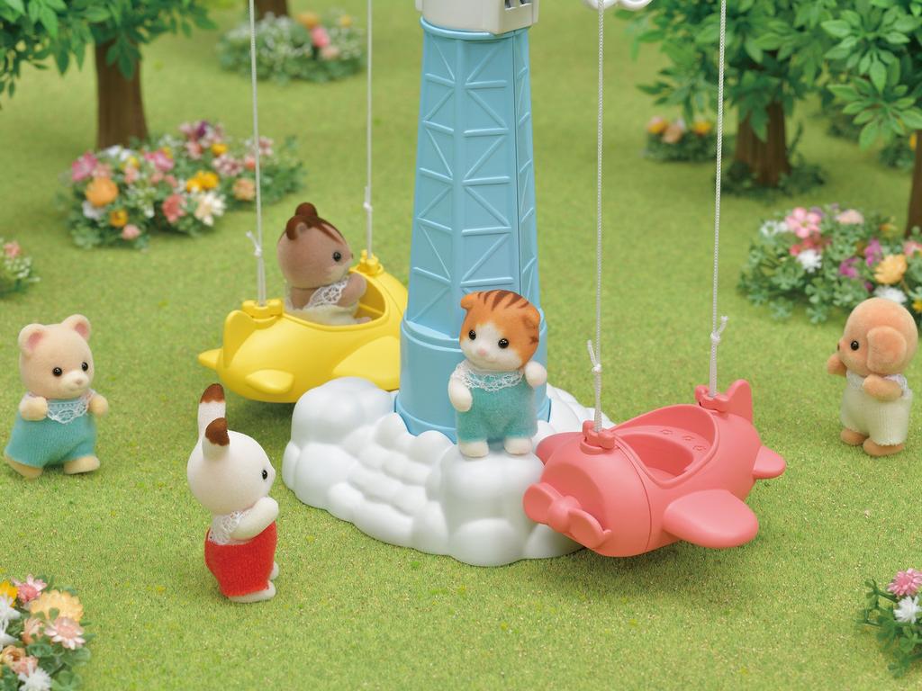 Sylvanian Families Kindergarten Playground Equipment Spinning ST Mark Ages 3 and Toy Sylvanian Epoch [Cute Airplane] S-67 Certified, Up, Dollhouse,