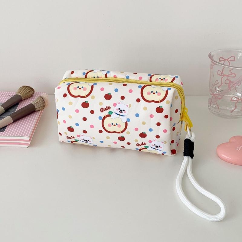 Creative Student Cosmetic Pouch With Cartoon Design Portable Hand Carry Water Resistant Polyester Makeup Organizers For Teens Women Daily Use