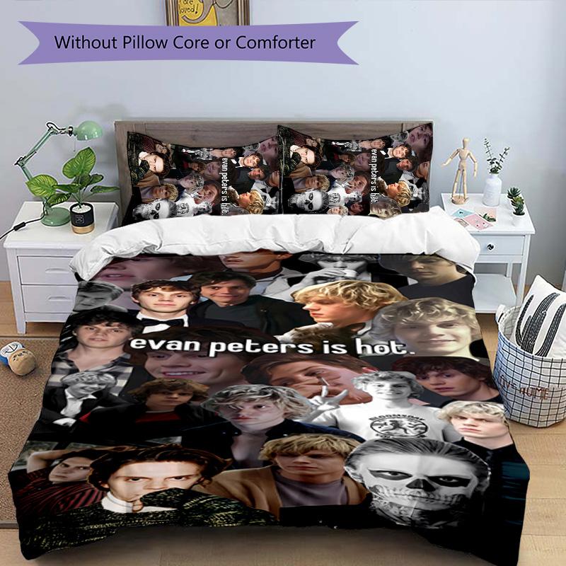 3pcs Evan Peters3 pattern bedding set duvet cover set includes duvet cover &pillowcases, perfect all season bedroom decoration & gift