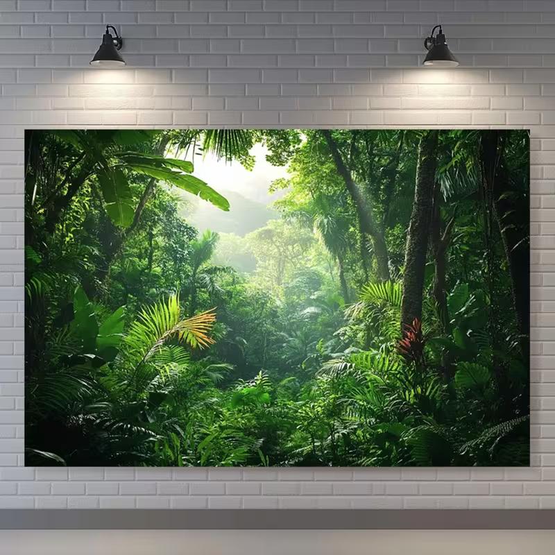 2D Tropical Rainforest Backdrop for Boho & Nature Themed Living Room Decor 47.2x31.5inch/120*80cm