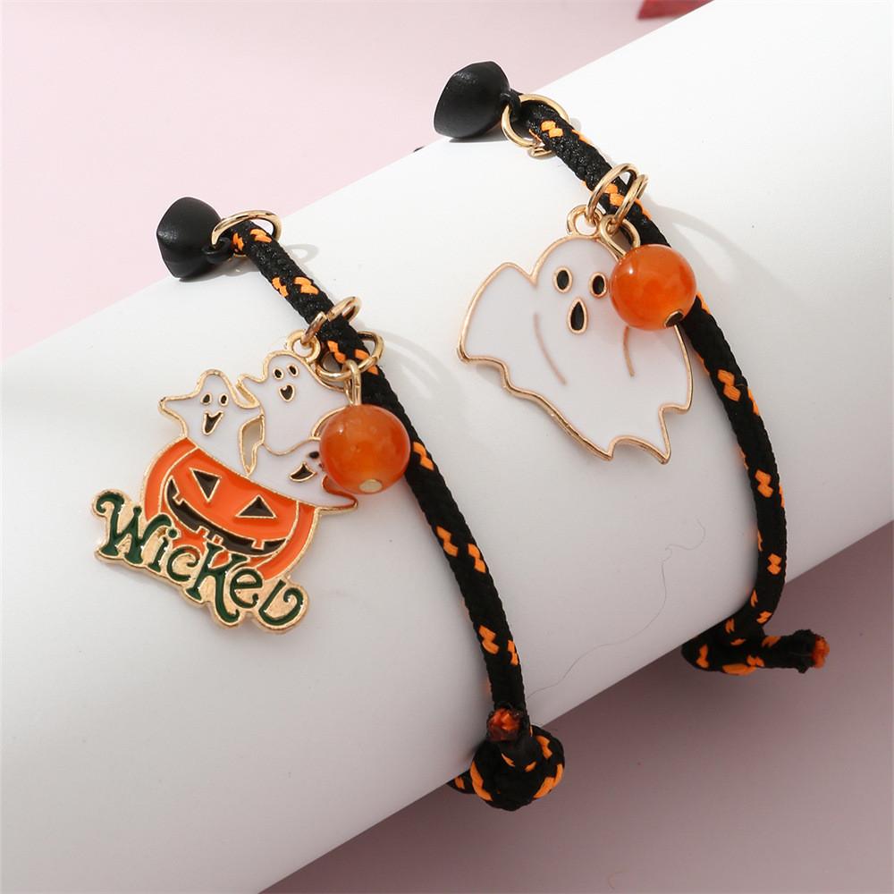 Halloween Ghost Pumpkin Charm Bracelets For Women With Magnetic Love Hearts And Adjustable Cord