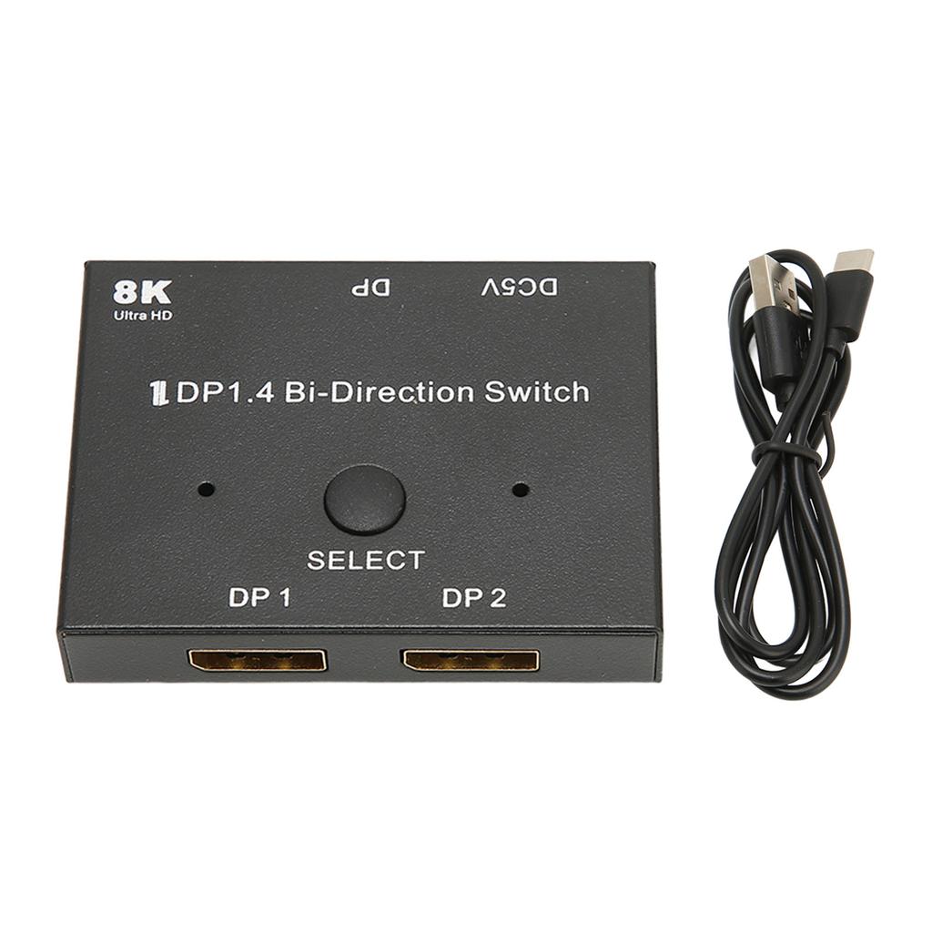 Displayport 1.4 Switch 8K 60Hz 1 In 2 and 2 In 1 Bidirectional Displayport Switch Splitter for Projector TV Monitor