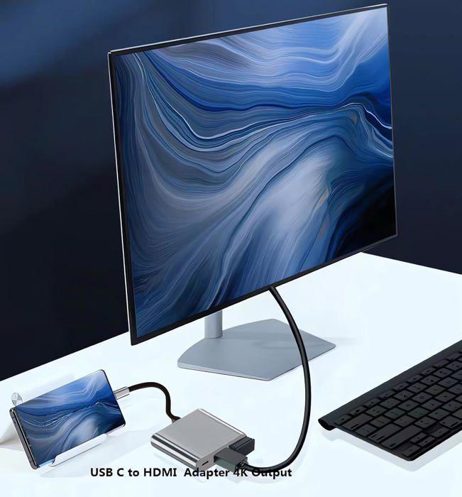 Adaptateur multiport USB-C vers HDMI - BEIJIYI - Multiport - HDMI 4K - USB 3.0 - Charge rapide USB-C PD