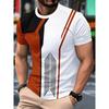 3D-Printed Color-Striped Men's T-Shirt Ship Anchor Pattern  Harajuku Street Style Round-Neck