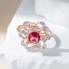 Shiny Red Natural Zircon Ring For Women Fashion  Rose Gold  Color Mix High Quality Daily Fine Retro Jewelry