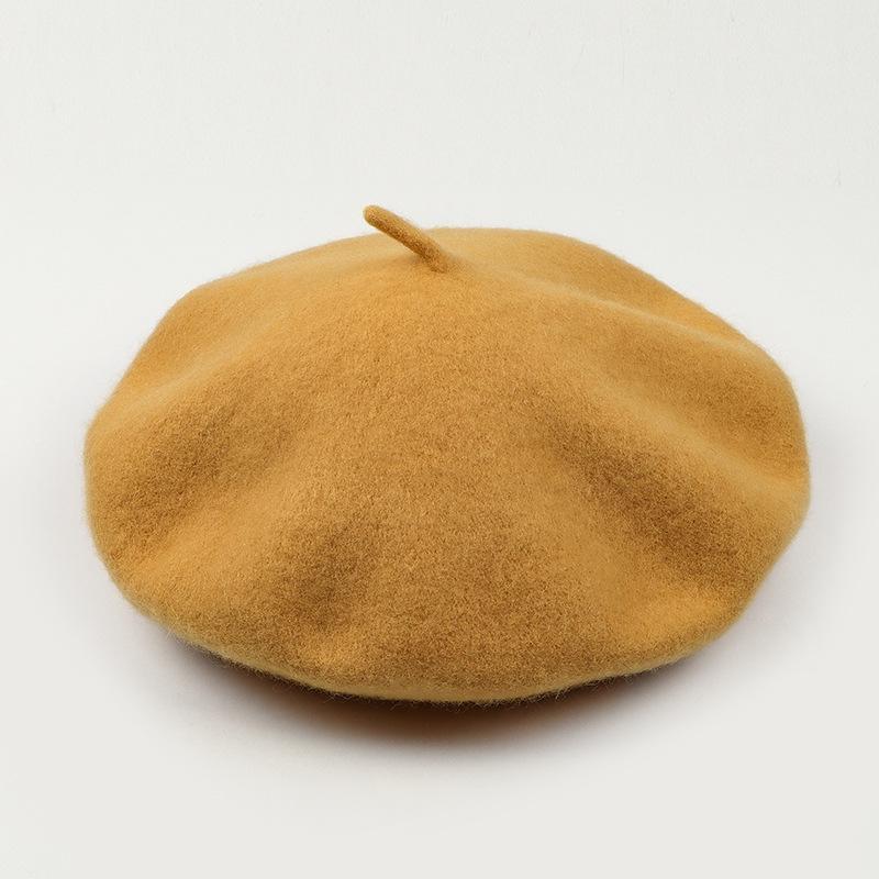 Dámský fialový vlněný baret: Klobouk se širokou krempou, Vintage britský, korejský a japonský styl pro podzim/zimu