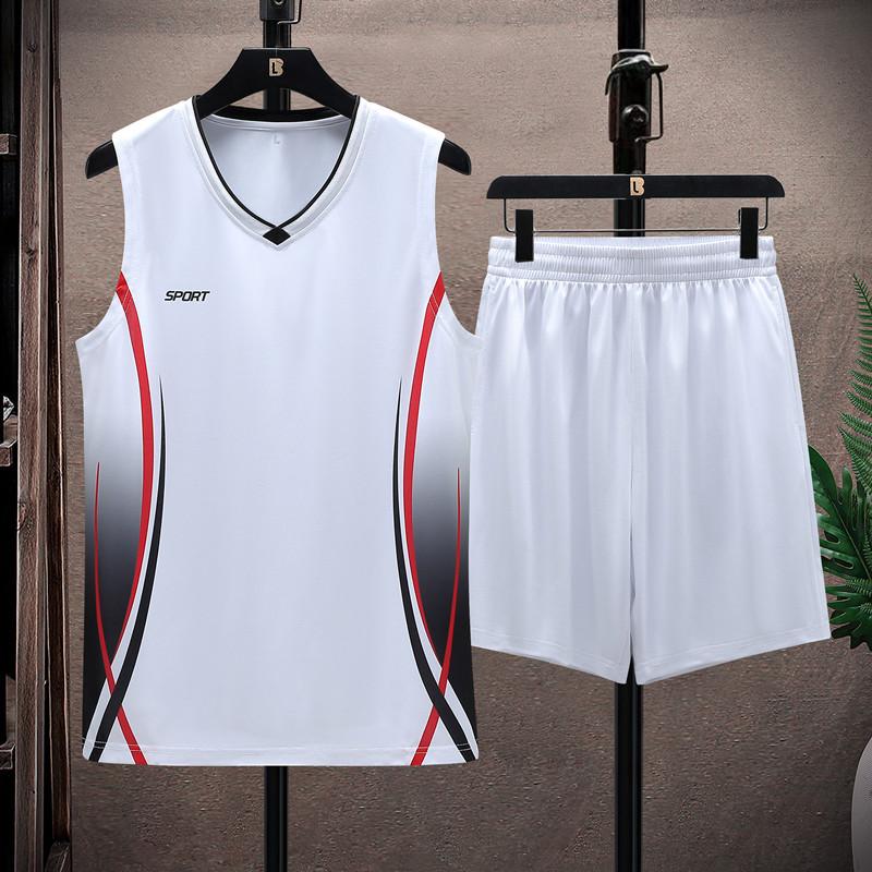 Sportanzug Herren Lauf- und Fitnesskleidung Atmungsaktives Kurzarm-T-Shirt aus Eisseide Schnelltrocknende Weste Zweiteiliges Set