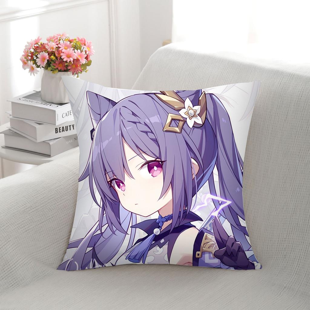 Simple Genshin Impact Printed Plush Pillow Home Cartoon Animation Two-dimensional Backrest Sofa Bedroom Home