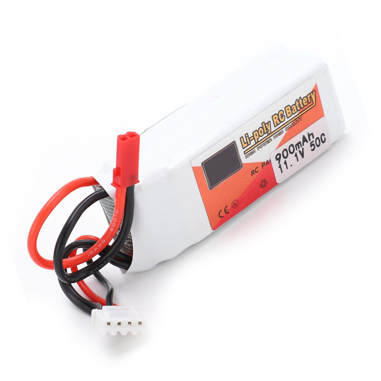 

11.1V 900mAh 50C LiPolymer Lipo Rechargeable Battery JST Plug for RC Cars Boats Helicopter
