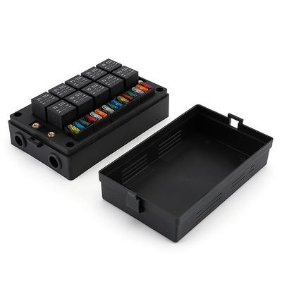 DC12V/24V 15-Way Fuse Relay Box with 10 40A Relays Fuse Block 4-Pin or 5-Pin Relays for Automotive Marine RV Boat