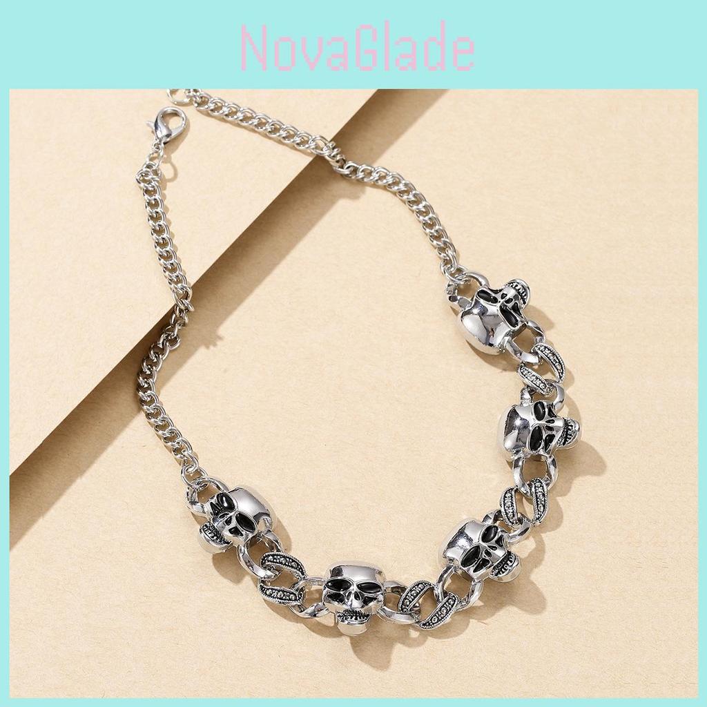 Unique Fashionable Gothic Skull Necklace With Dazzling Rhinestone Accents For Trendy Women