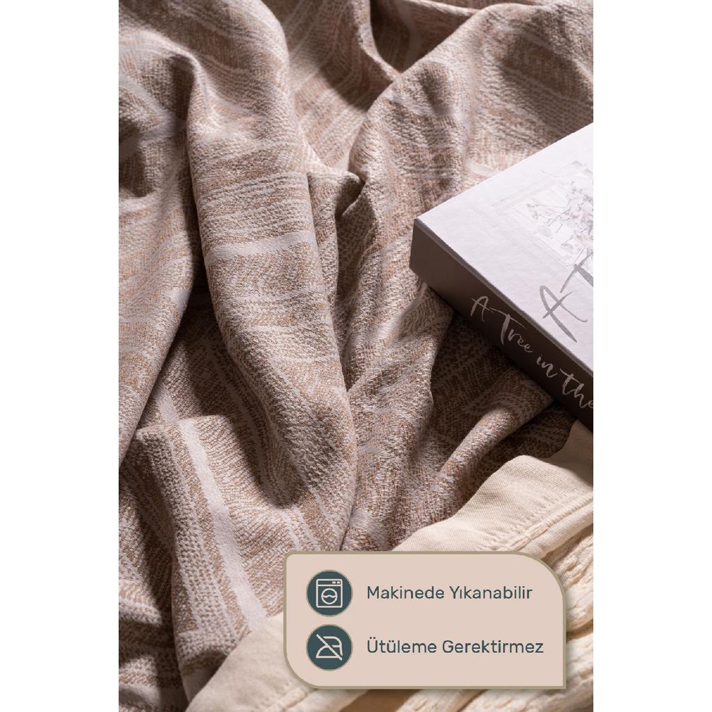 Ada Double Bedspread Set Beige Daily Multi-purpose Duvet Cover Set - Stylish Box And Package