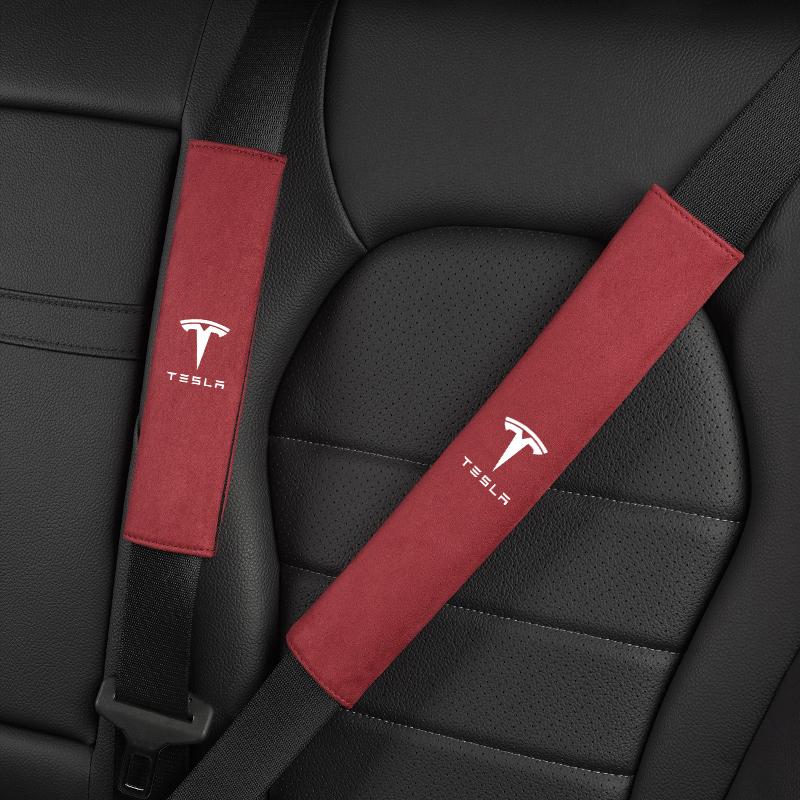 SVLHP1 Car Seat Safety Belts Shoulder Cover Suede Soft Pad For Tesla Model 3 Model S Model X Model Y Cybertruck Roadster SpaceX