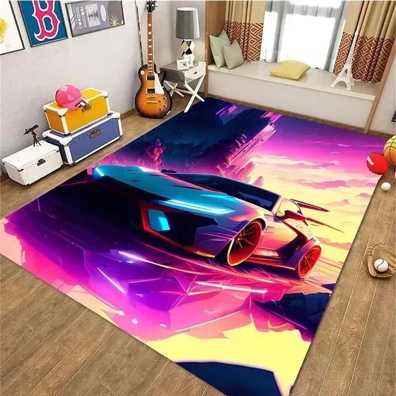 Klasický Sportovní Auto Kobereček Vintage Retro Cool F1 Koberec pro Ložnici Obývací Pokoj Dveře Podlaha Protiskluzové Koberce Podložky Domácí Dekorace