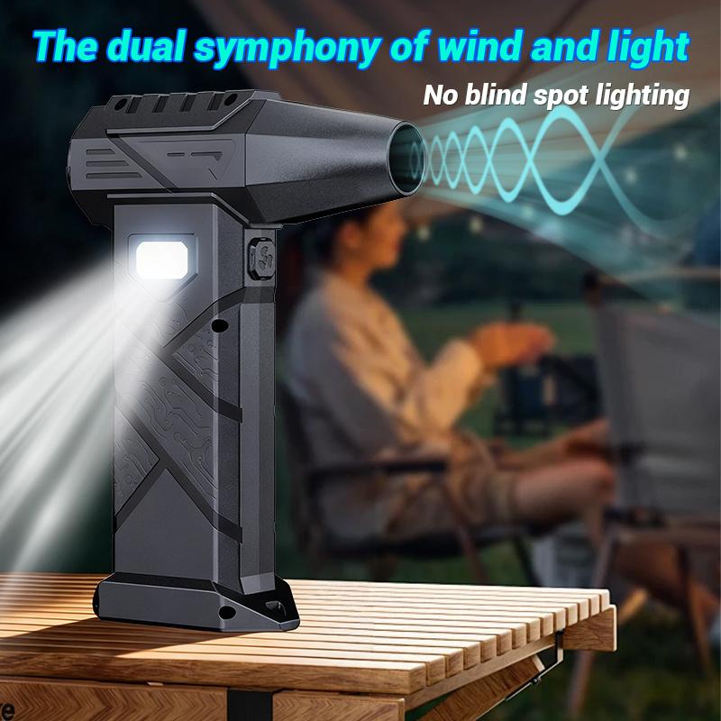 150000 RPM Powerful Turbo Fan, Brushless Motor Turbo Jet Fan, High-Power Cordless Air Blower with 5-Speed Adjustment, LED Display and Light