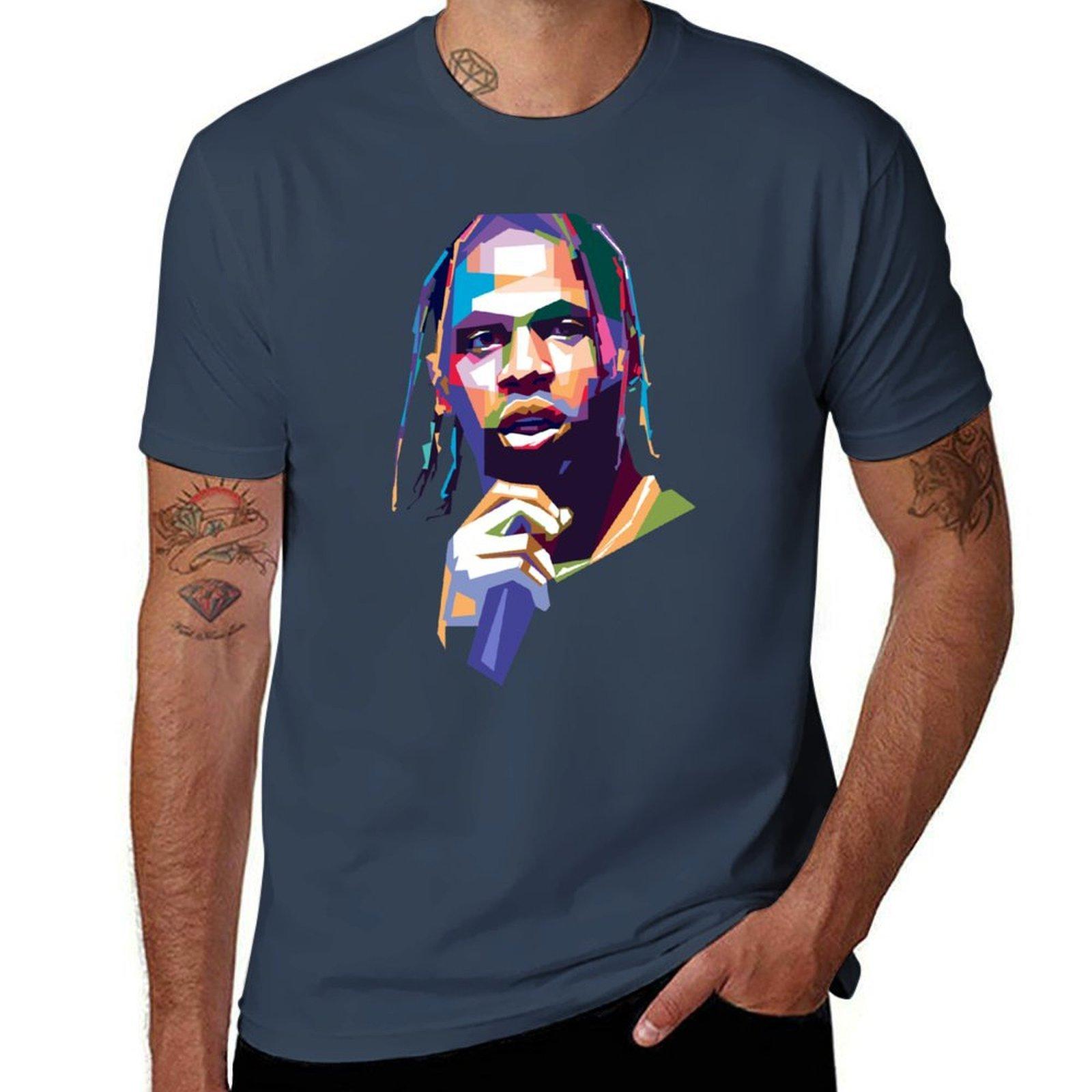 Portrait Travis Hiphp Popart Style Tshirt Light Athletic Short Sleeve Tee Shirt S