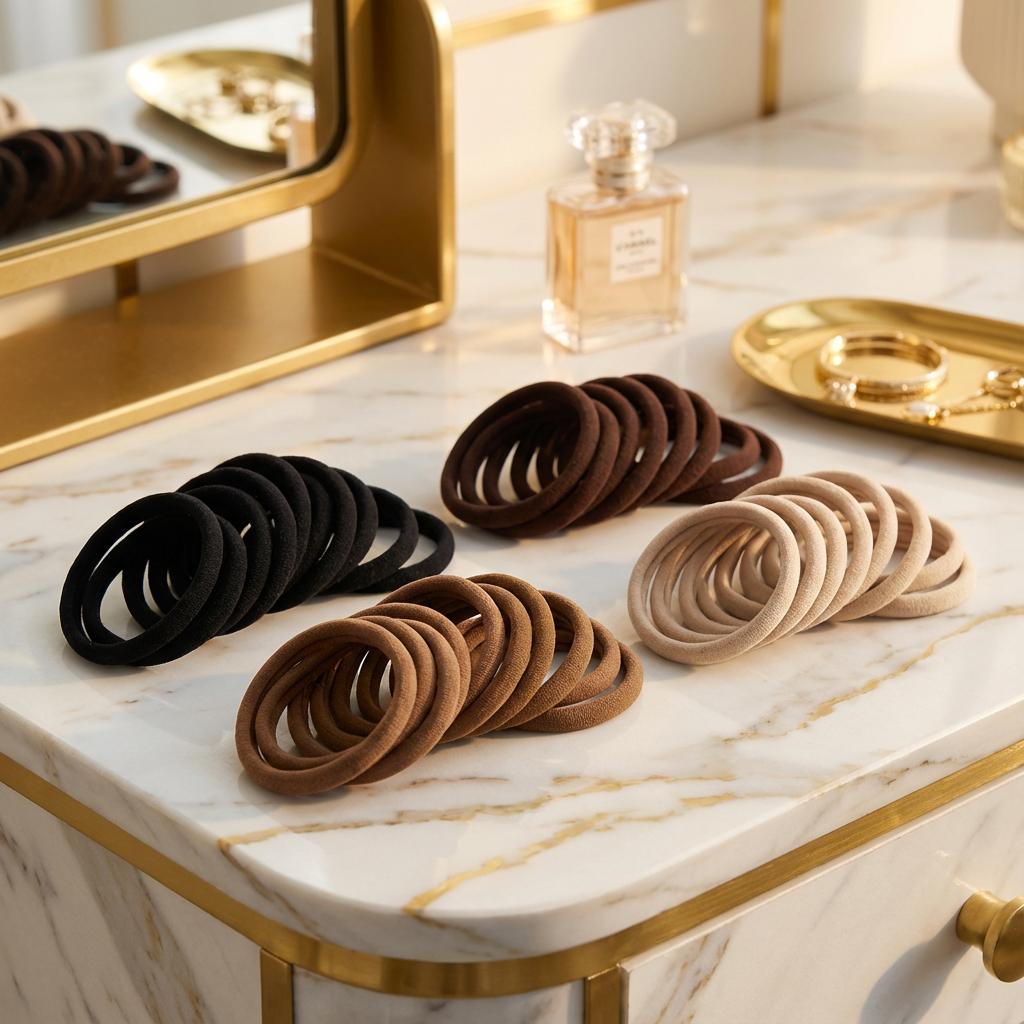 

50 Pcs Simple Hair Ties, Minimalist & No Crease. 12x9cm, Cloth, Gentle on Hair, Bulk Pack United States
