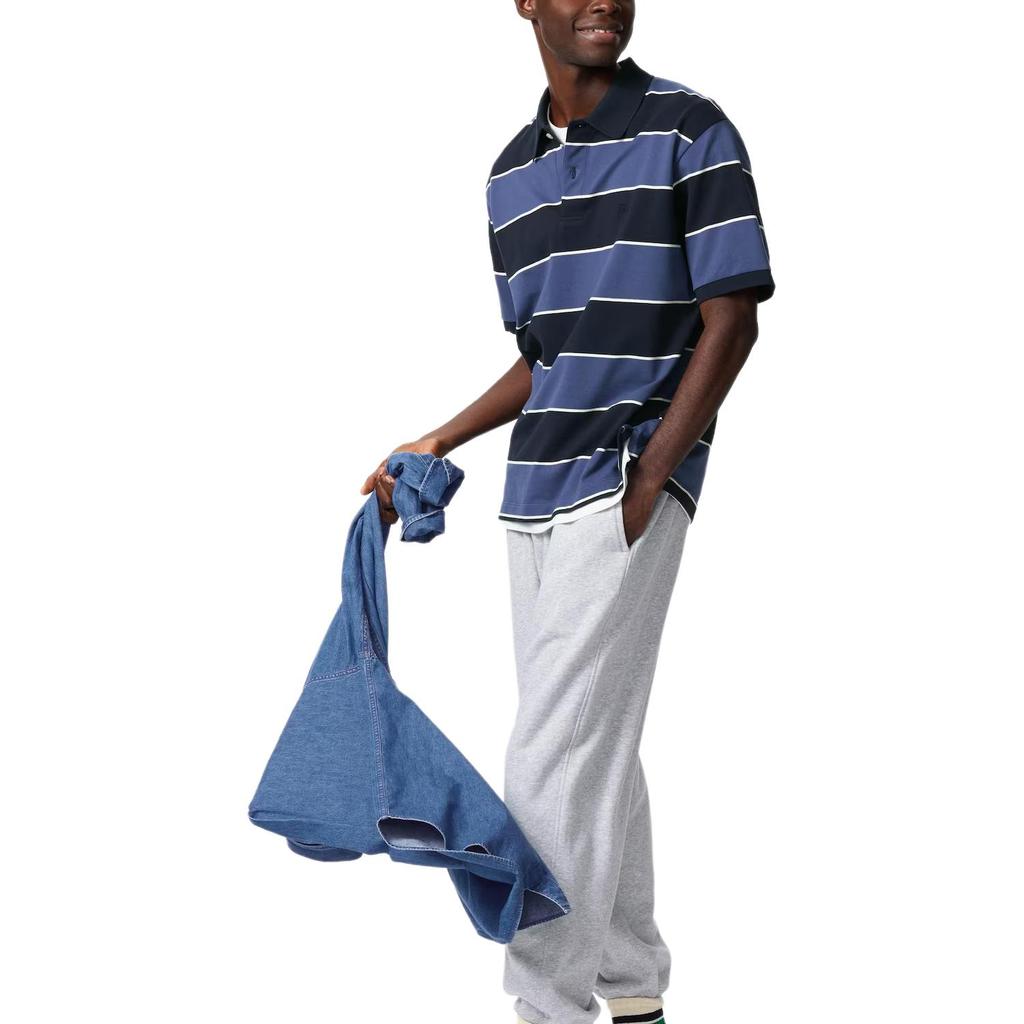 Uniqlo X JW Anderson Collaboration SS25 Striped Design Embroidered Pattern Short Sleeve Polo Shirt Unisex Polo Shirts Blue 477677-68