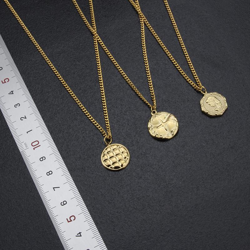 New Design Fashion Jewelry Gold Plated Stainless Steel Print Pattern Collection Pendant Necklace Party Gift
