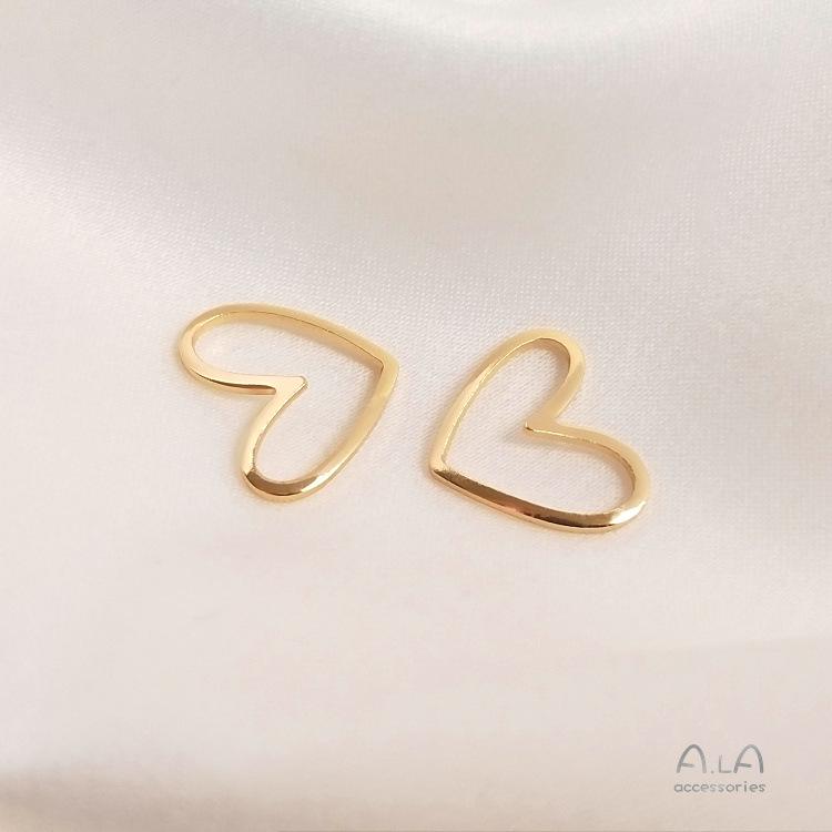 14K Gold-Filled Openwork Curved Heart DIY Jewelry Connecting Components 